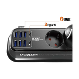 MOXOM 8-Socket Power Strip with USB - Gray — 074 02