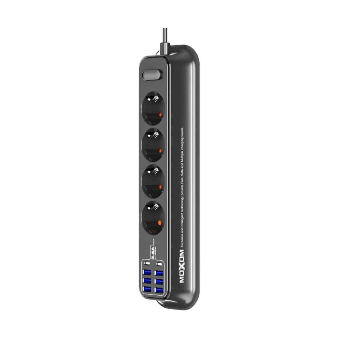 MOXOM 8-Socket Power Strip with USB - Gray — 074 03