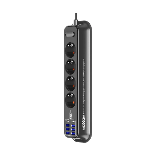 MOXOM 8-Socket Power Strip with USB - Gray — 074 03