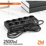 MOXOM 8-Socket Power Strip with USB - Black — 075 01