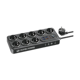 MOXOM 8-Socket Power Strip with USB - Black — 075 02