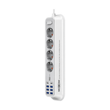 MOXOM 8-Socket Power Strip with USB - White — 076 02