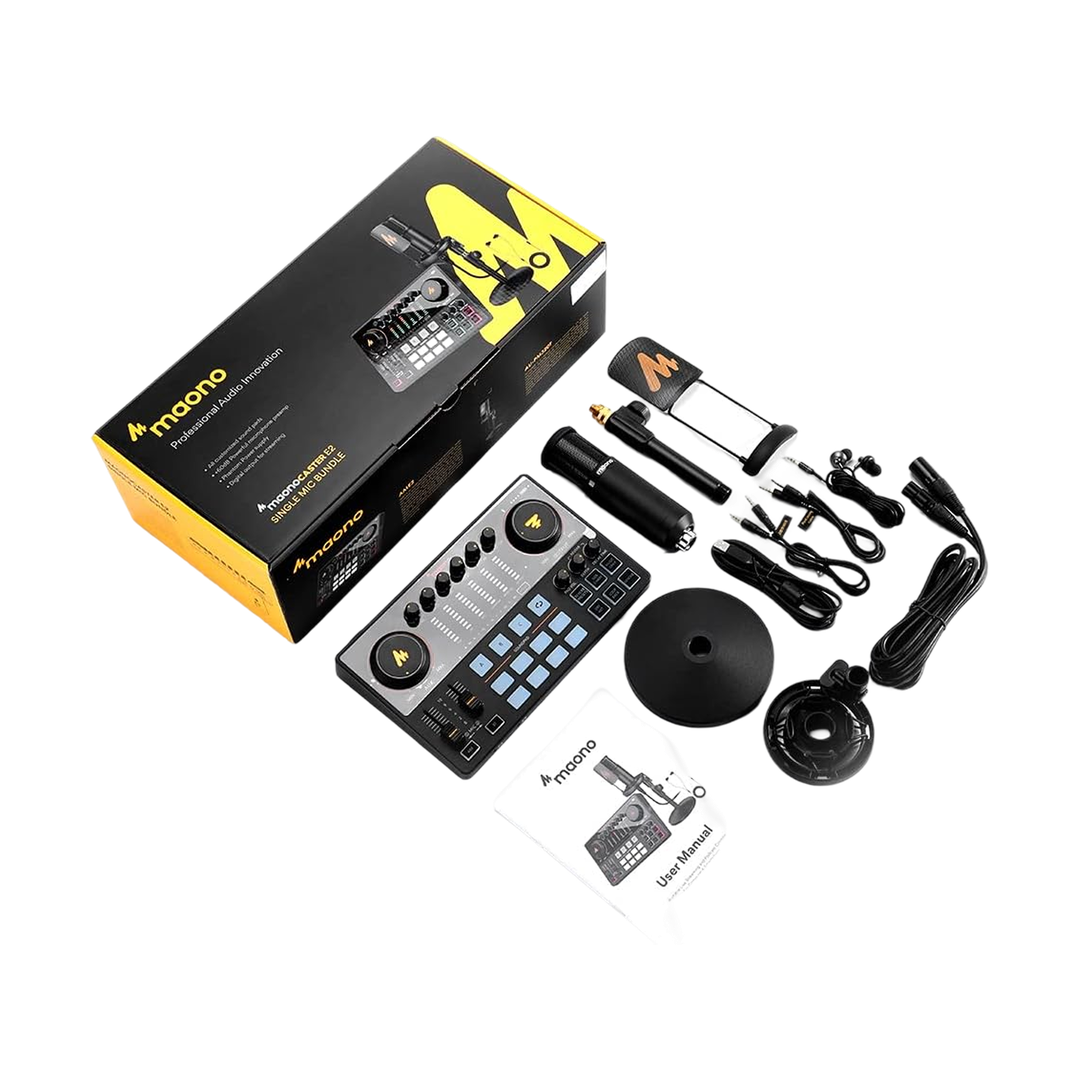 MAONO MaonoCaster E2 Podcast Mixer and Mic Bundle — 114 single 05