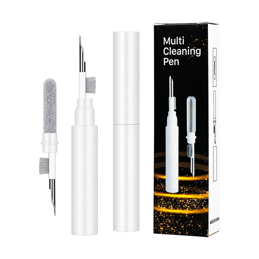 3-in-1 Electronics Cleaning Pen for Earbuds and Keyboards — box front back