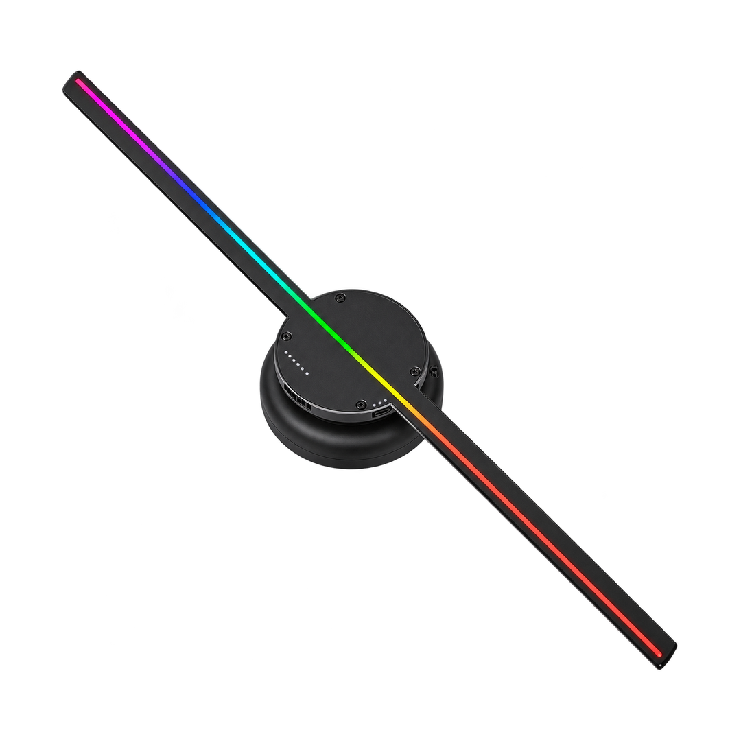 43cm 3D Hologram Fan Display with 2m Stand and Remote — led black front view