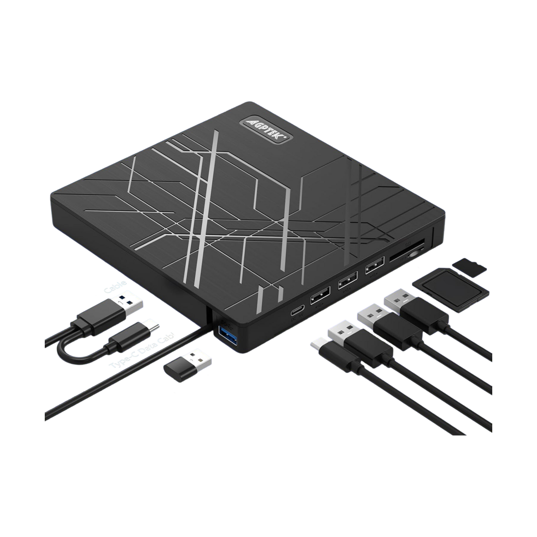5-in-1 External DVD Drive with USB Hub — 02
