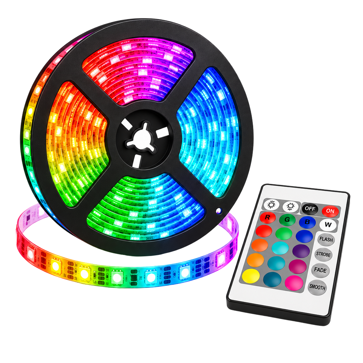 5m RGB LED Strip Light with Remote and 12V Adapter — 04