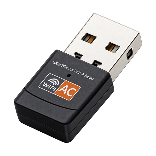 600Mbps Dual-Band Wi-Fi USB Adapter - 2.4GHz and 5GHz, 802.11ac — wifi black front