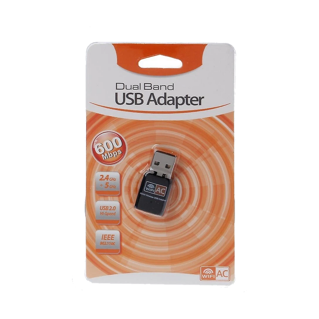 600Mbps Dual-Band Wi-Fi USB Adapter - 2.4GHz and 5GHz, 802.11ac — wifi black packaging