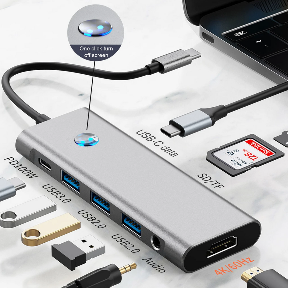 9-in-1 USB-C 4K Docking Station with Screen-Off Button — 01