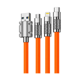 AK-07 3-in-1 120W Silicone Fast-Charging Cable — orange connectors