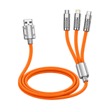 AK-07 3-in-1 120W Silicone Fast-Charging Cable — orange front view