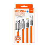 AK-07 3-in-1 120W Silicone Fast-Charging Cable — retail packaging