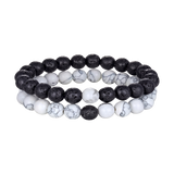 Black and White Bead Bracelet Set — 01