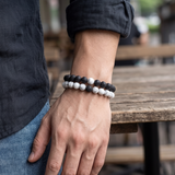 Black and White Bead Bracelet Set — 04