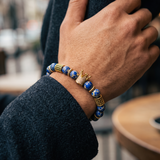 Blue and Gold Bead Bracelet with Crown Charm — 03
