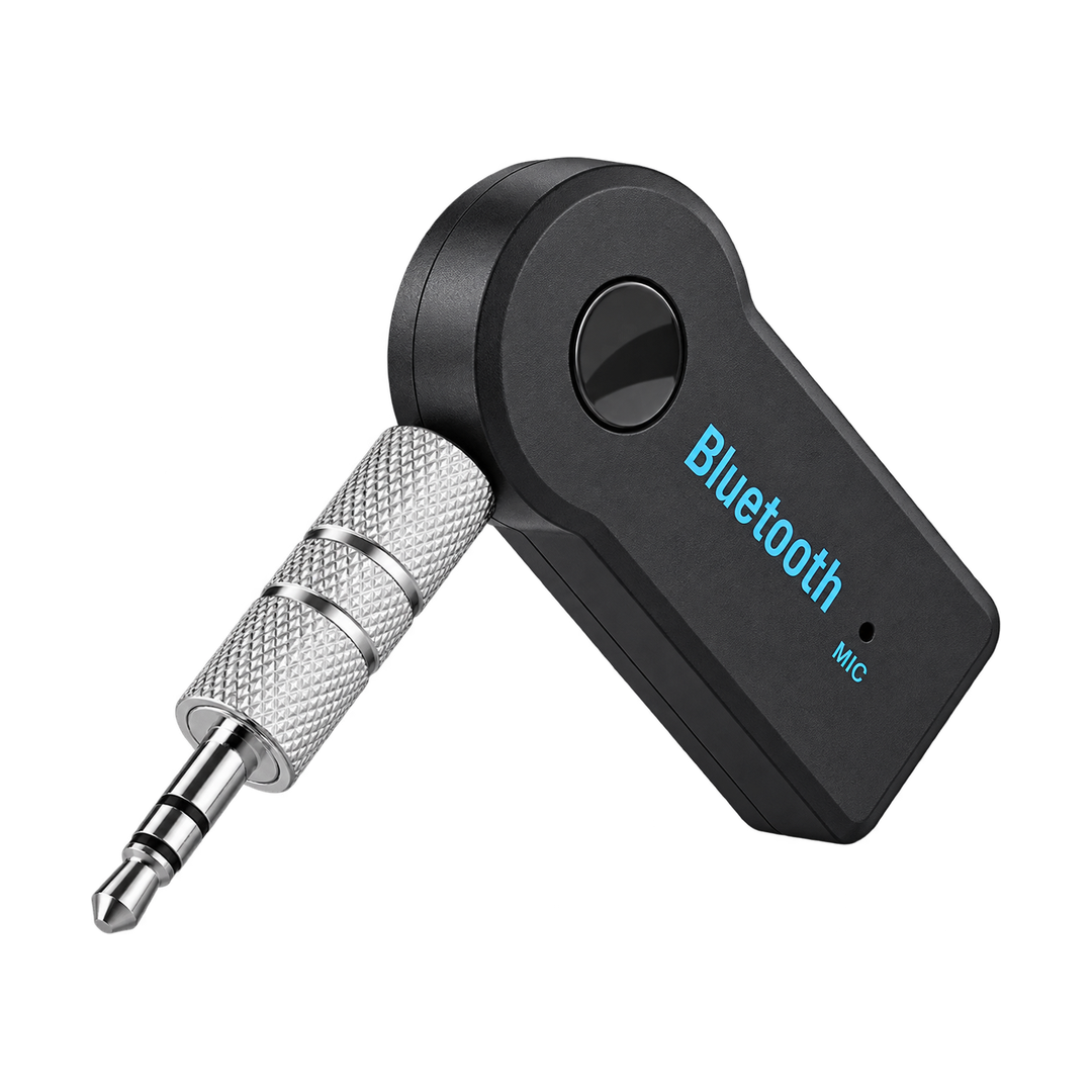 Bluetooth 5.0 Car Audio Receiver with Hands-Free Calling - 3.5mm — black angled 1