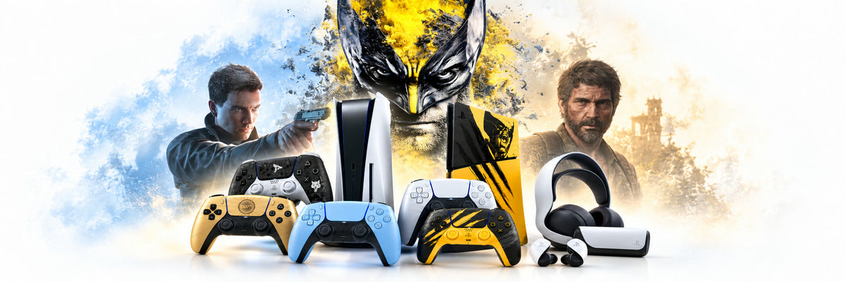 PlayStation 5 consoles, including the Marvel's Wolverine Limited Edition, with DualSense controllers, the PULSE Elite headset and PULSE Explore earbuds