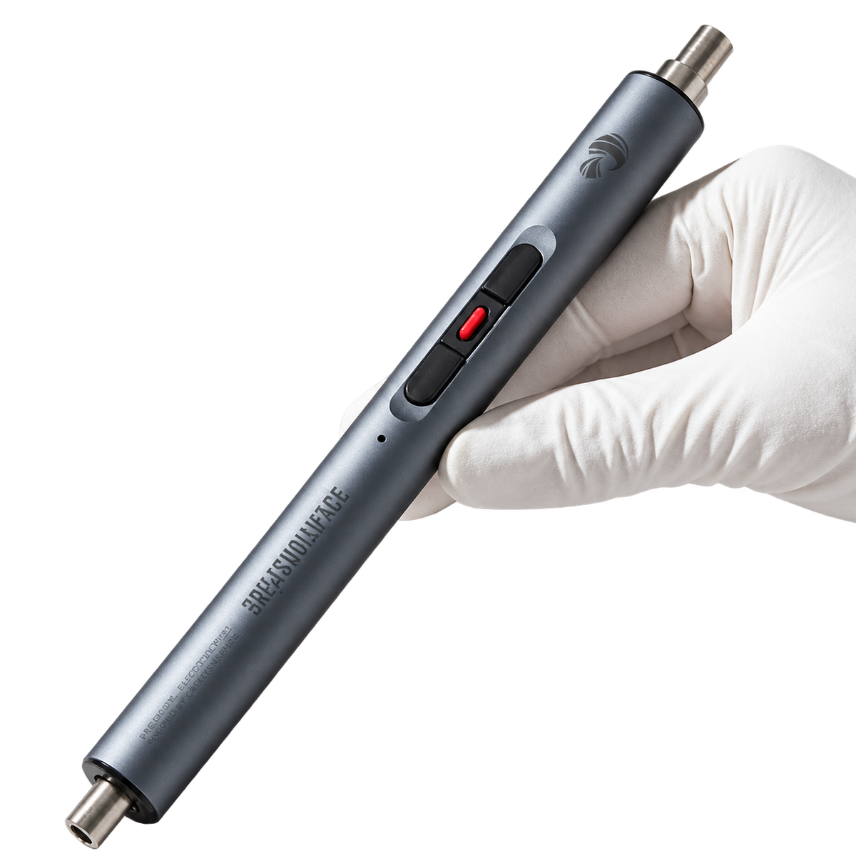 CreationSpace Electric Precision Screwdriver with Magnetic Bits — gray handheld angled