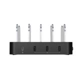 DELTACO 40W 4-Port USB Desktop Charger with USB-C — four black layout
