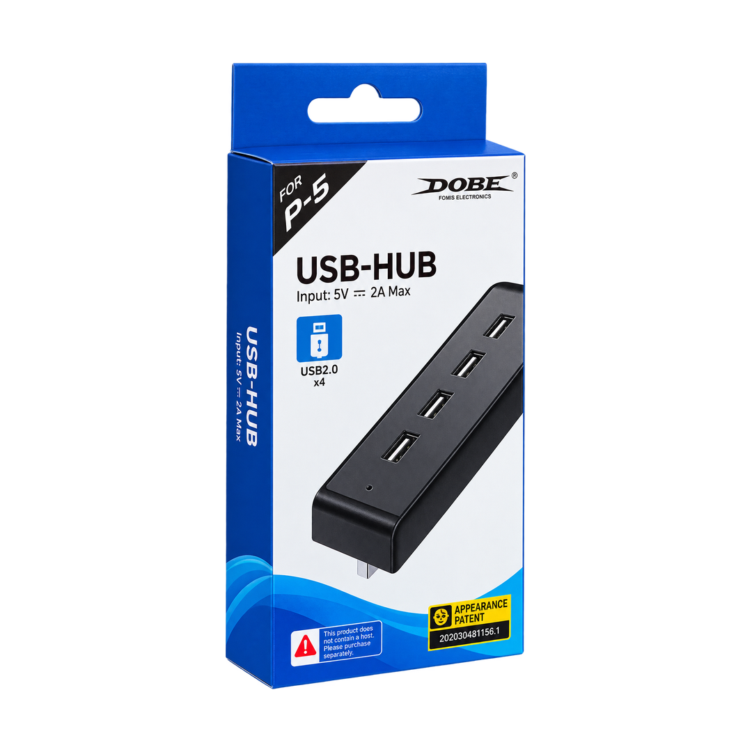 DOBE TP5-0576 4-Port USB Hub for PS5, PC and Laptop — black packaging