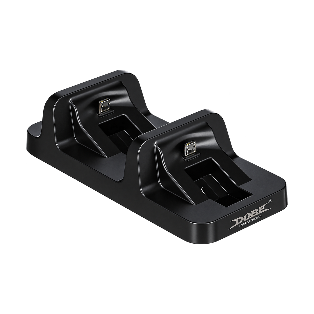 DOBE Dual Charging Dock for PS4 DualShock 4 Controllers — black angled