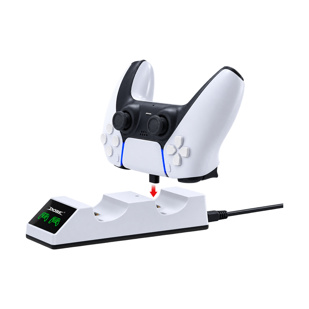DOBE TP5-0508M Dual Charging Dock with LED Display for PS5 - White — white with