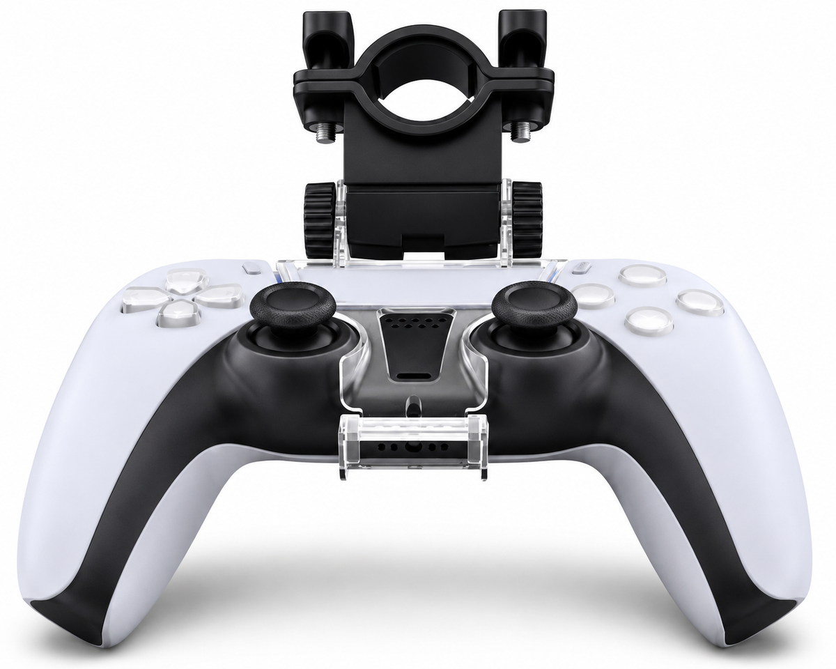 DOBE TP5-0573 Phone Clip and Holder for PS5 DualSense Controller — black in use