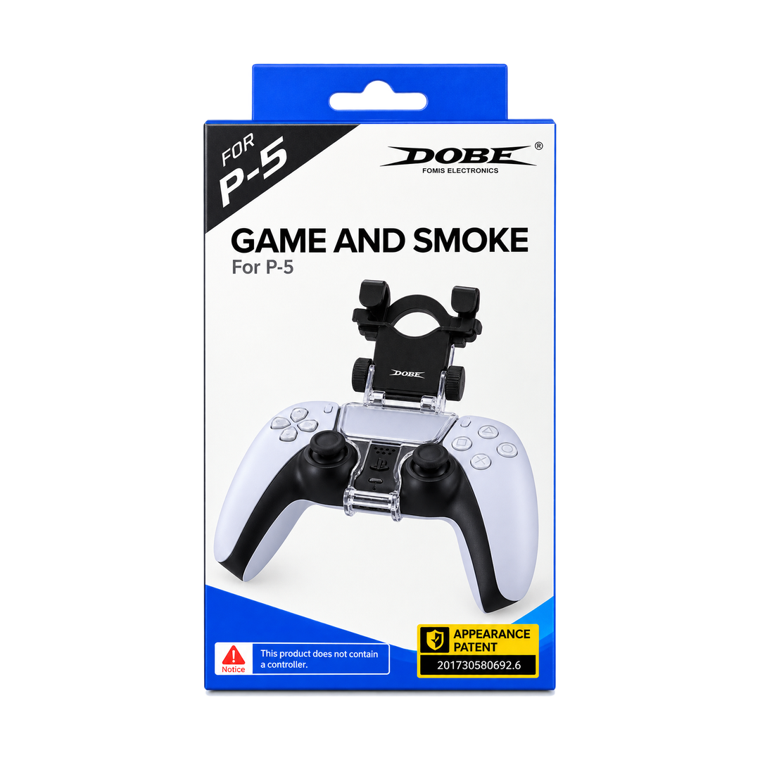 DOBE TP5-0573 Phone Clip and Holder for PS5 DualSense Controller — black packaging