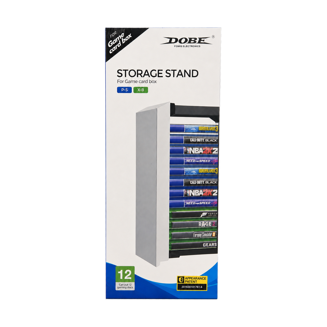 DOBE Storage Stand for Game Cases and Discs — box white packaging