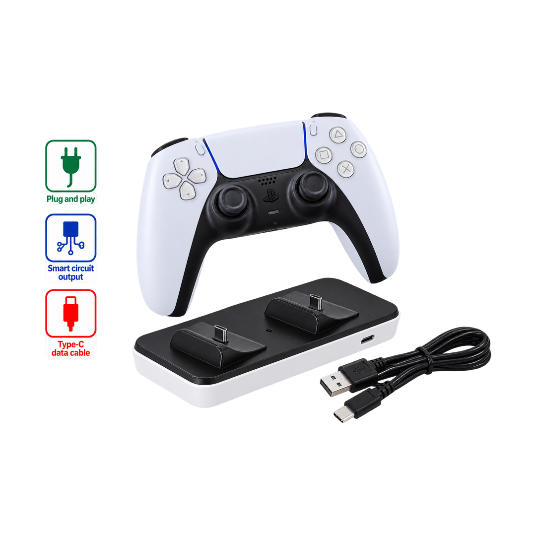 DOBE TP5-0591 Dual Charging Dock for PS5 Controllers - Black — black white set