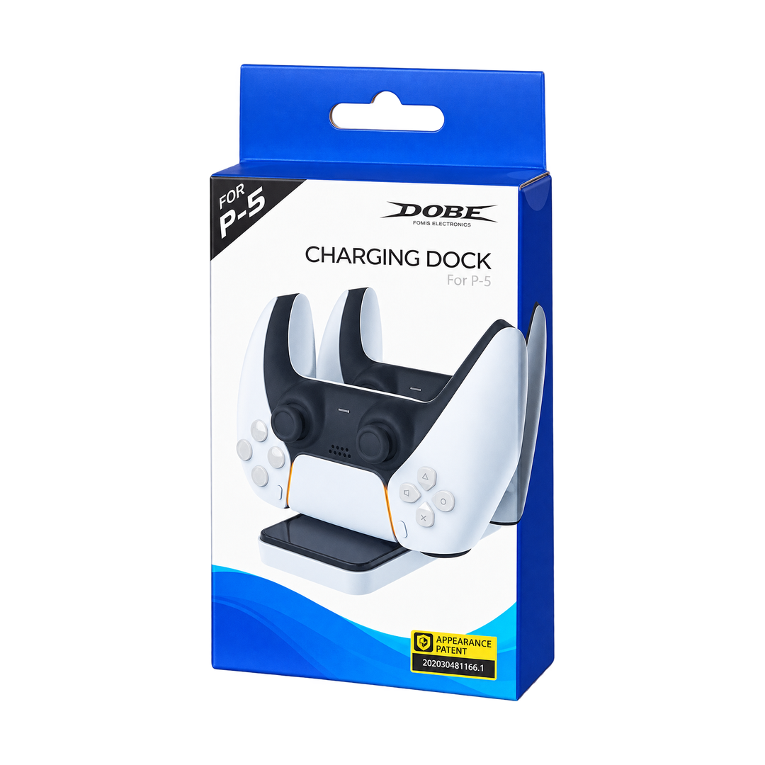 DOBE TP5-0591 Dual Charging Dock for PS5 Controllers - Black — black white packaging