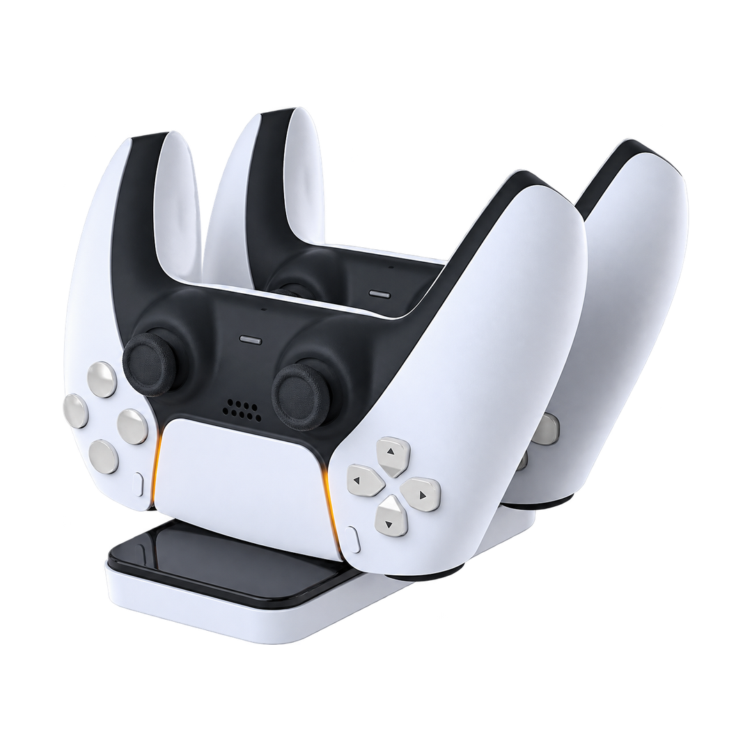 DOBE TP5-0591 Dual Charging Dock for PS5 Controllers - Black — black white with controllers