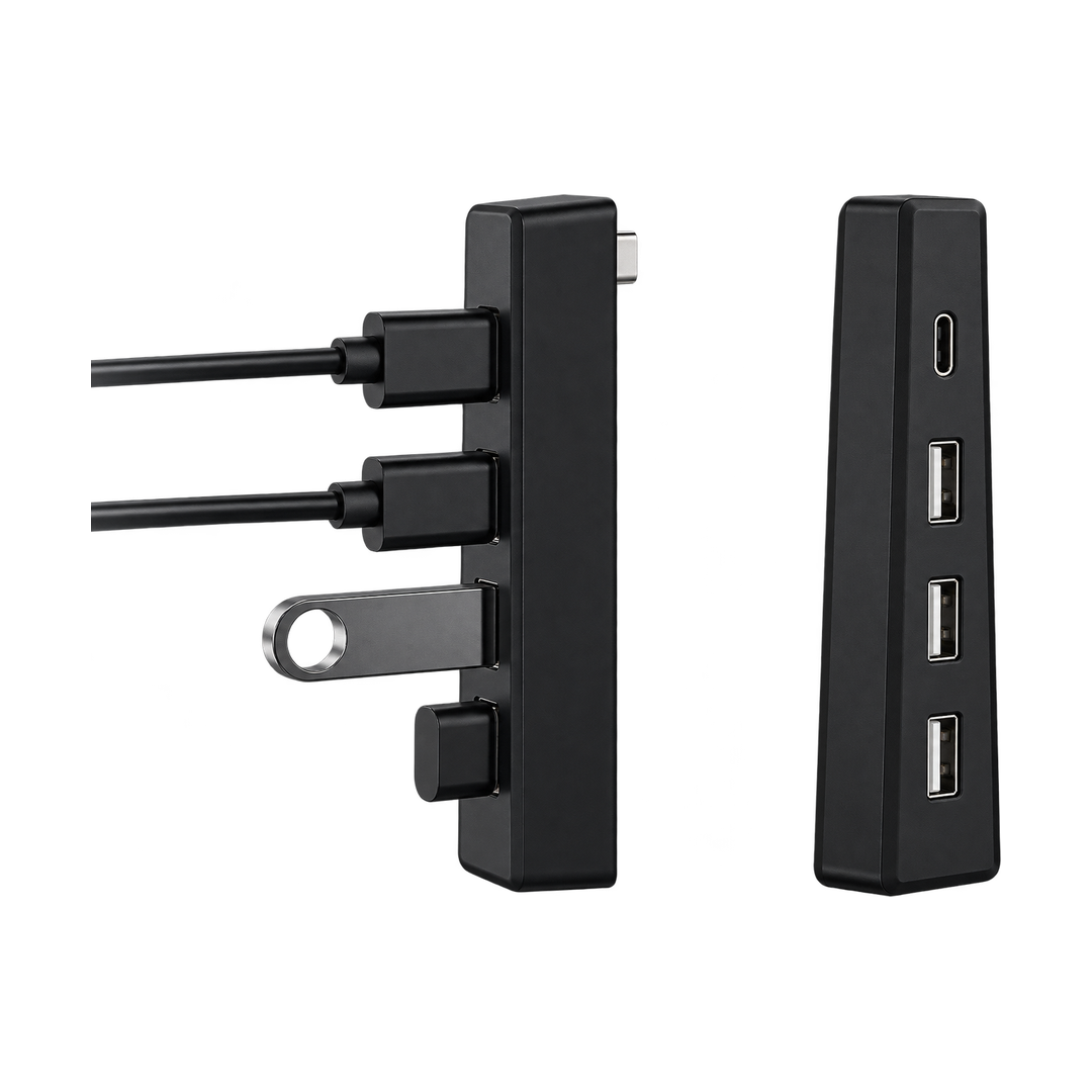 DOBE TP5-3556 4-Port USB Hub for PS5 Slim — black front back