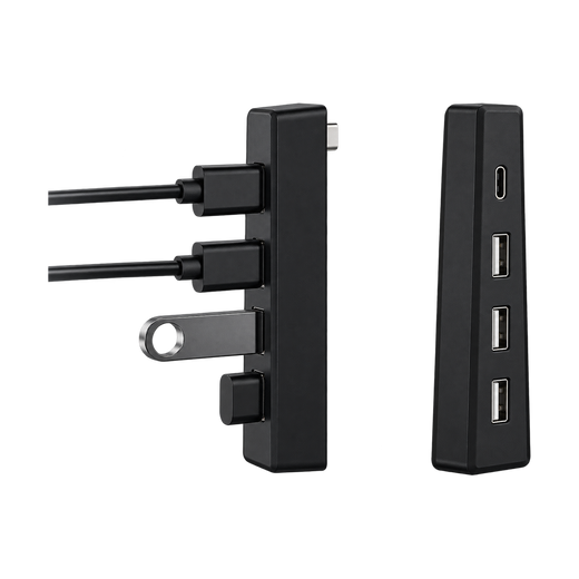 DOBE TP5-3556 4-Port USB Hub for PS5 Slim — black front back