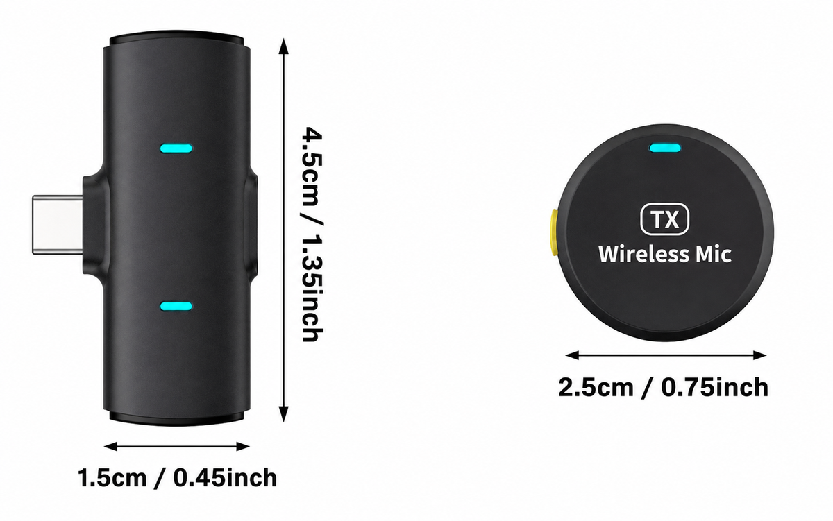 Dual Wireless Lavalier Microphone Set with Receiver — black packaging