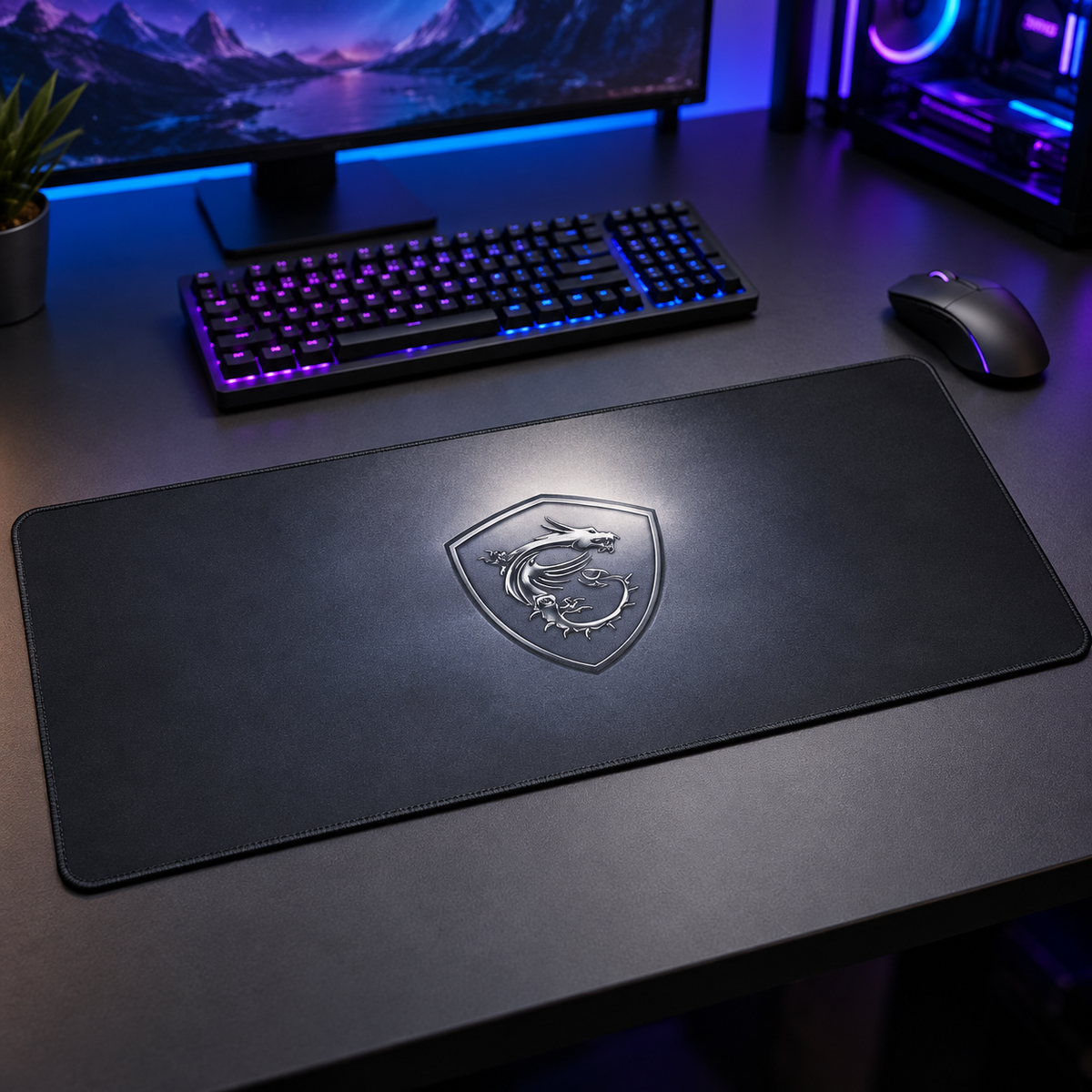 Extended Gaming Mouse Pad — charcoal dragon shield 02