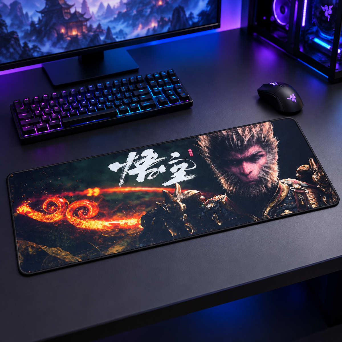 Extended Gaming Mouse Pad — monkey warrior 02