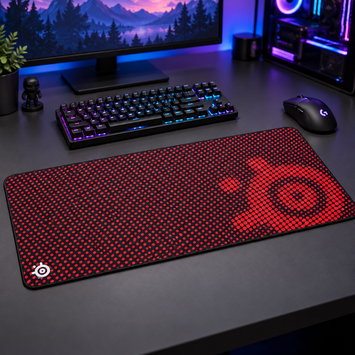 Extended Gaming Mouse Pad — red dotted 02