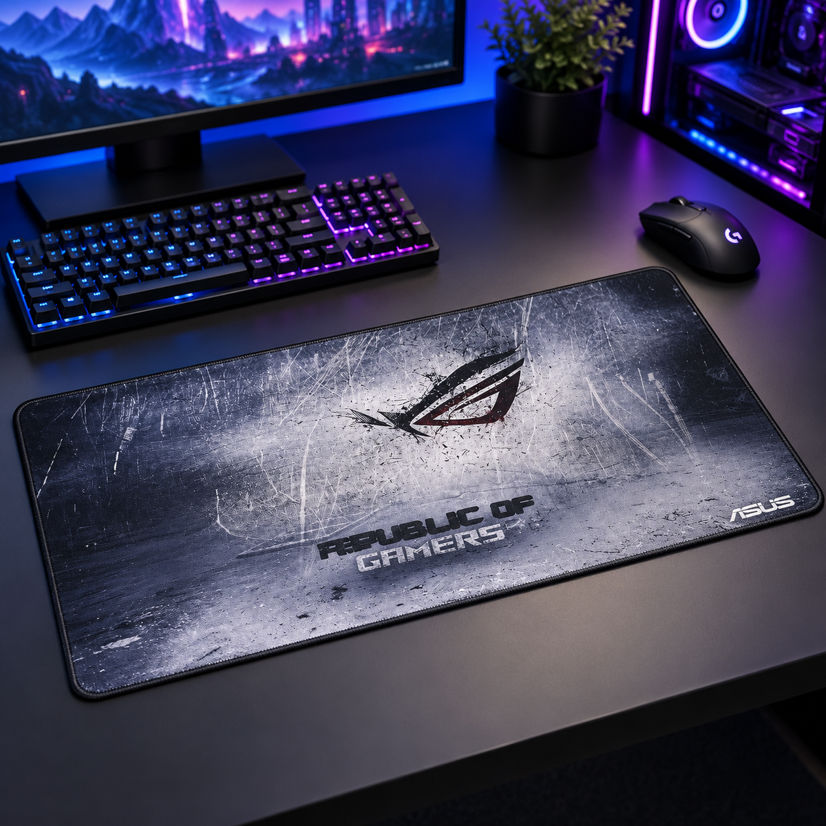 Extended Gaming Mouse Pad — scratched metal 02