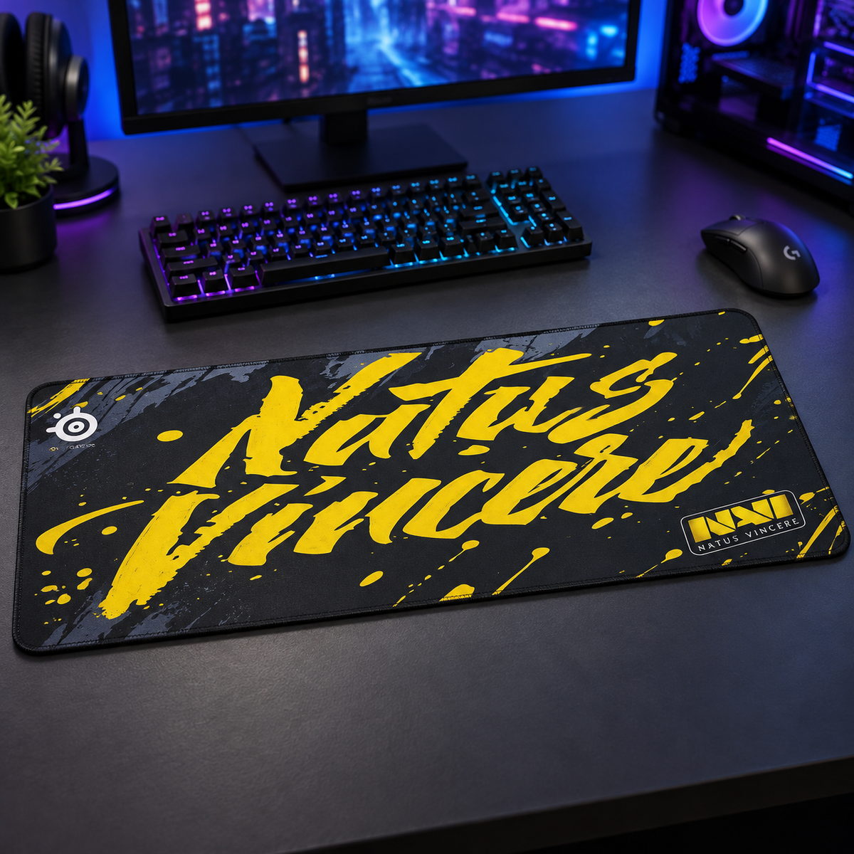 Extended Gaming Mouse Pad — yellow script 02