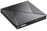 External USB CD/DVD Drive with USB-A and USB-C Cable — ty1982 black angled