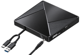 External USB CD/DVD Drive with USB-A and USB-C Cable — ty1982 black with cable