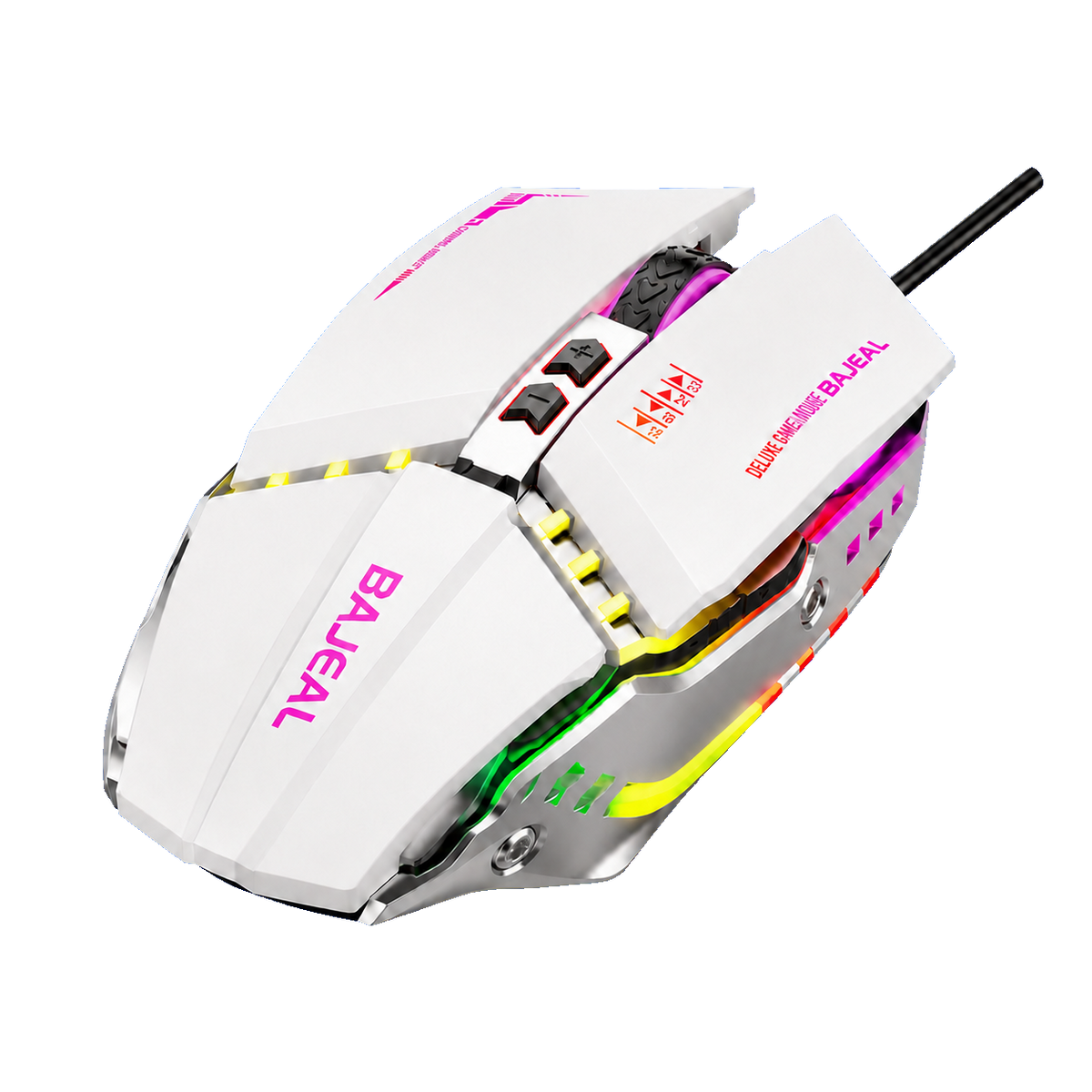 BAJEAL G7 7D Macro Gaming Mouse — white rear angle