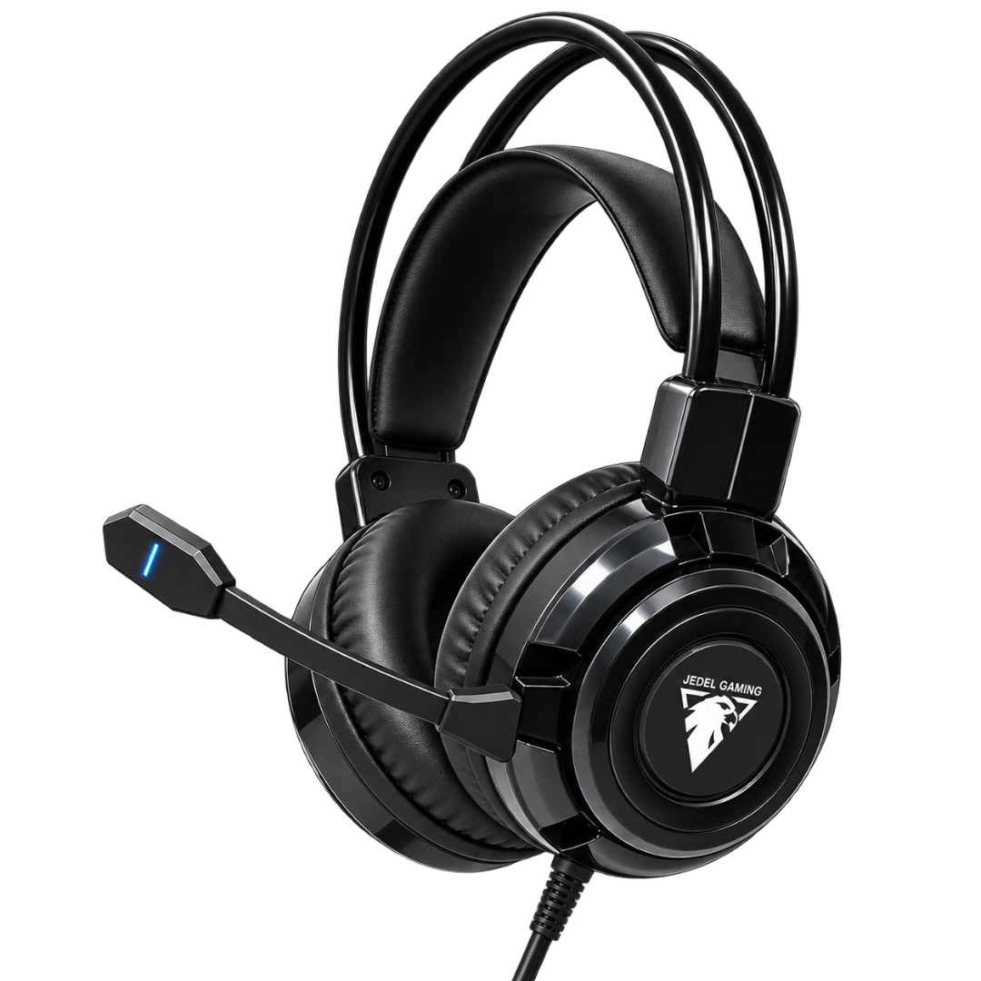 JEDEL GH-559 RGB Gaming Headset — black microphone