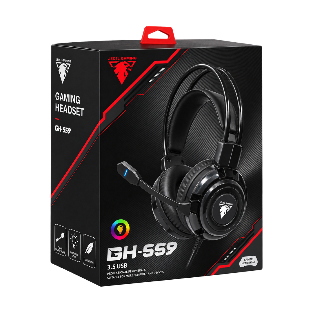 JEDEL GH-559 RGB Gaming Headset — packaging