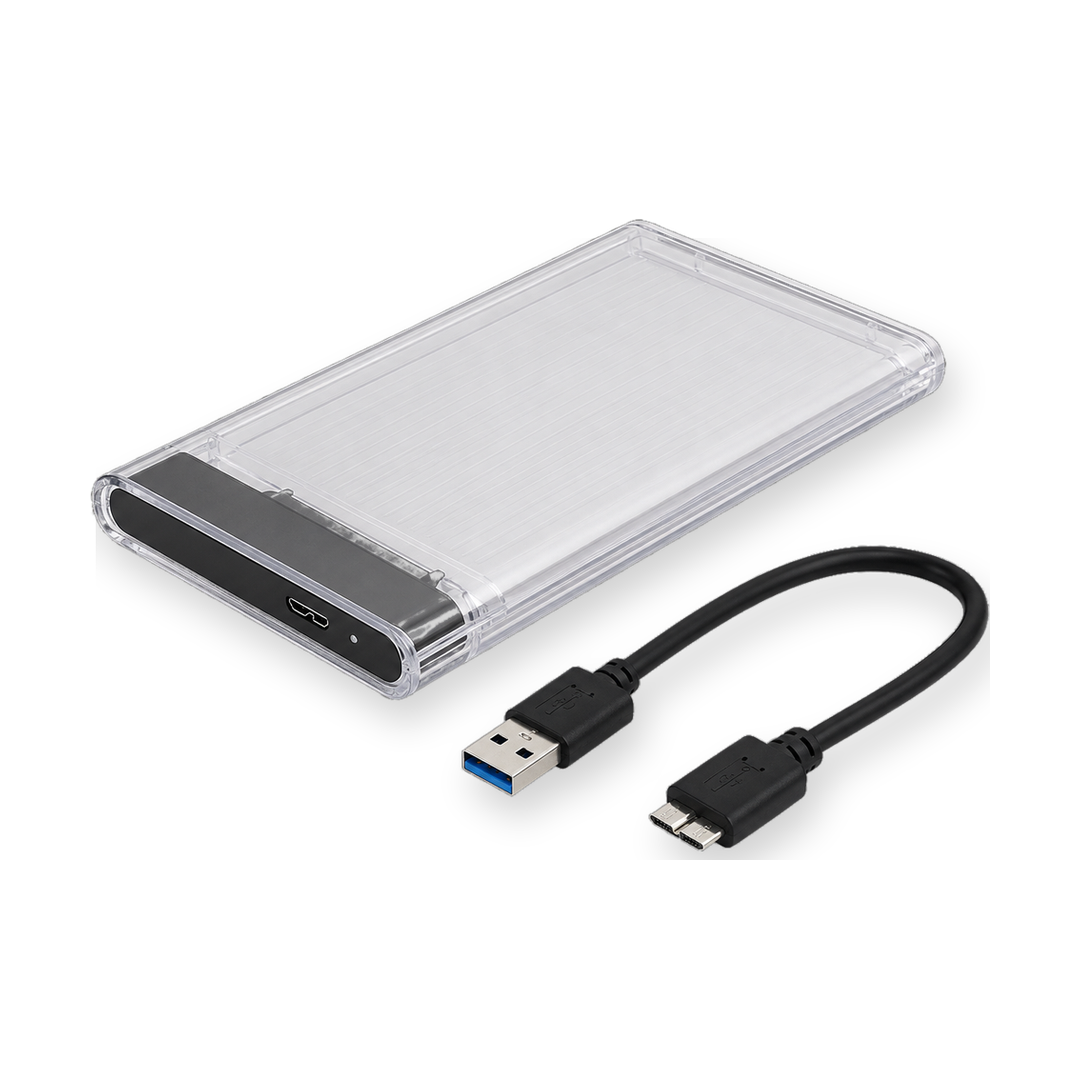 JG-3219-33 2.5-Inch SATA HDD/SSD to USB External Enclosure — closed with cable
