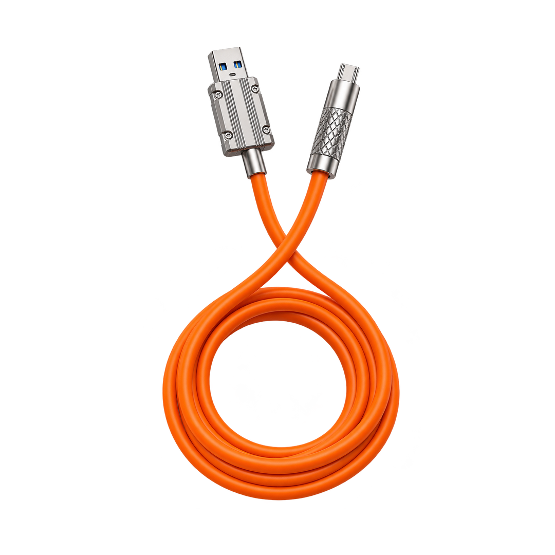 L-208 6A Silicone USB-A to USB-C Cable — orange coiled