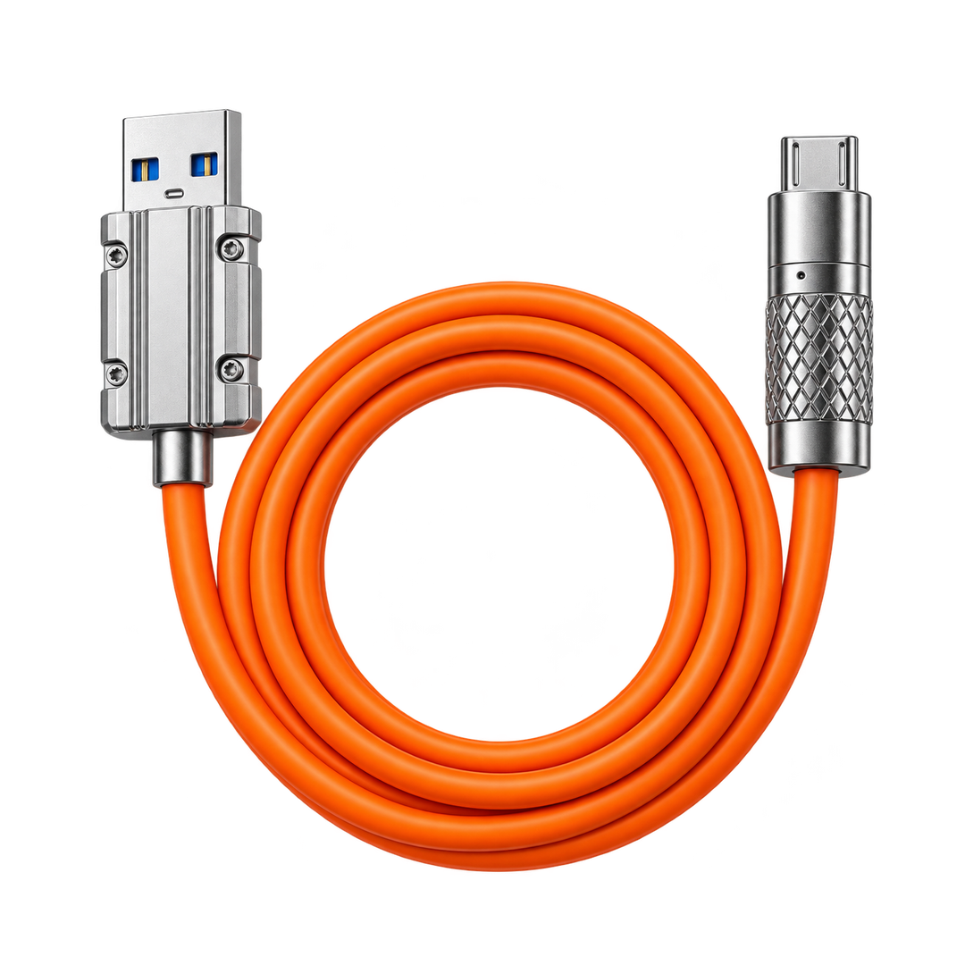 L-208 6A Silicone USB-A to USB-C Cable — orange connectors