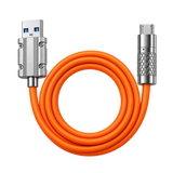 L-208 6A Silicone USB-A to USB-C Cable — orange connectors